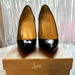 Christian Louboutin Kate 100 Black Patent Leather Heels - Size 37